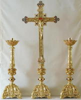 Altar Set Candlesticks and Crucifix
